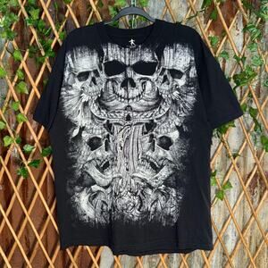 Vintage y2k mma elite chuck liddell grunge skull 00s t-shirt